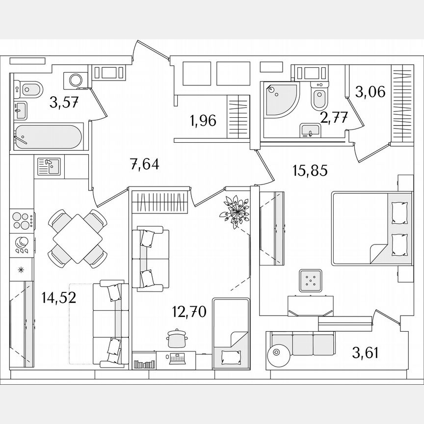2-к. квартира, 63,9 м², 9/17 эт.