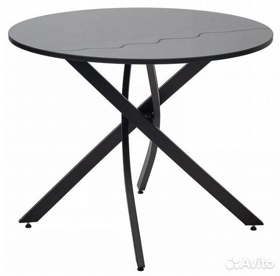 Стол дарио D100 Черный, стекло/ Черный каркас