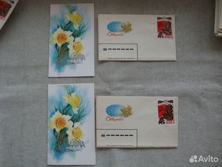 Открытки конверты 8 марта СССР
