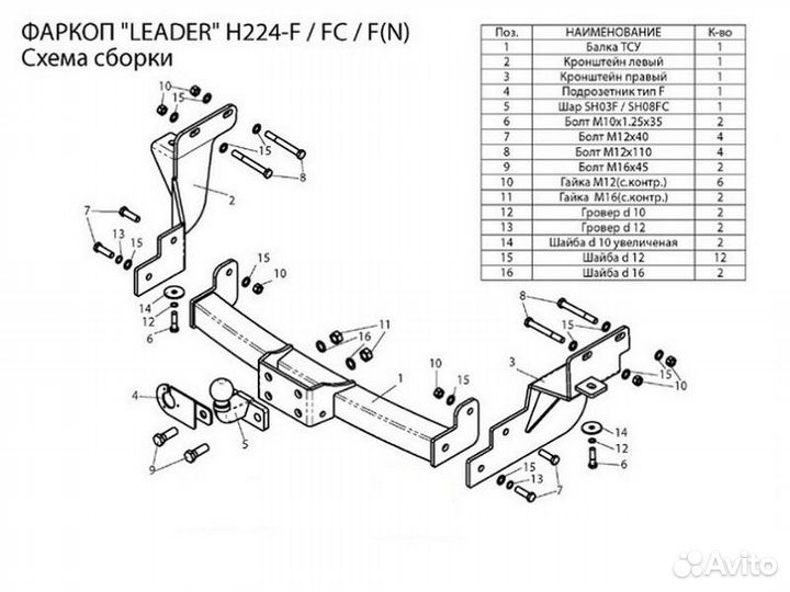 Фаркоп установка тсу Hyundai Santa Fe III, 2012-20