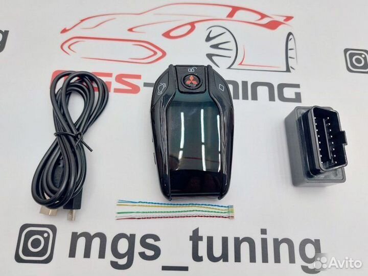 Смарт ключ Mitsubishi дизайн BMW черный с экраном