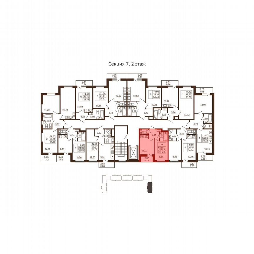 1-к. квартира, 27,4 м², 3/6 эт.