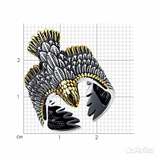 Мужское кольцо из серебра с позолотой «Орёл»