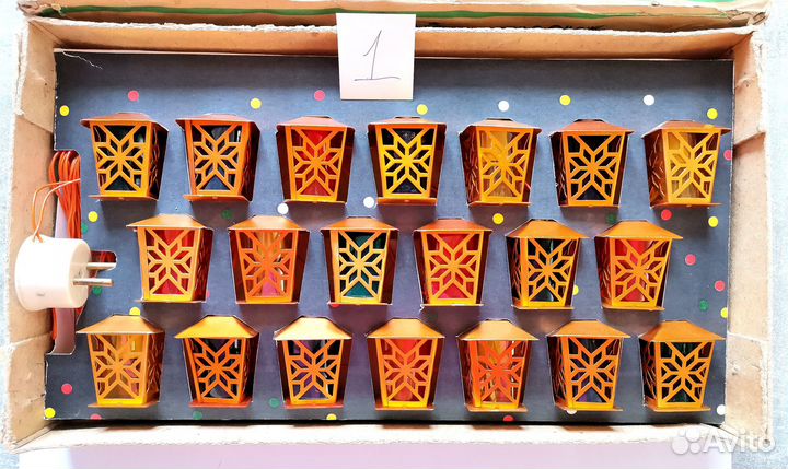 Елочная, новогодняя гирлянда СССР золотой фонарик