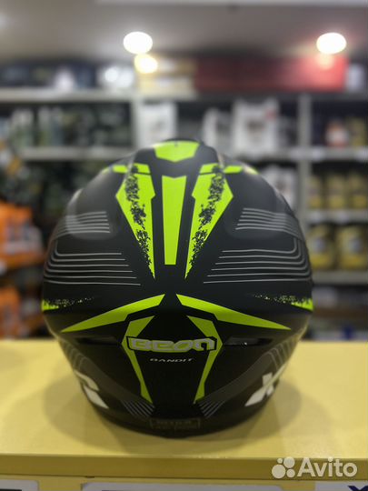 Мотошлем Beon B-600 (Matt Black/Yellow) XL