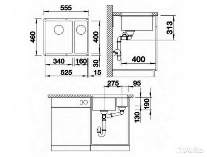 Кухонная мойка Blanco 523077 rotan 340/160-U антра