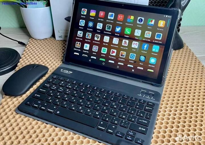 Планшет ноутбук 2 в 1 + клавиатура мышь 16/512гб