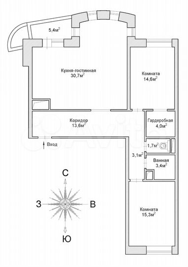3-к. квартира, 86,4 м², 14/17 эт.