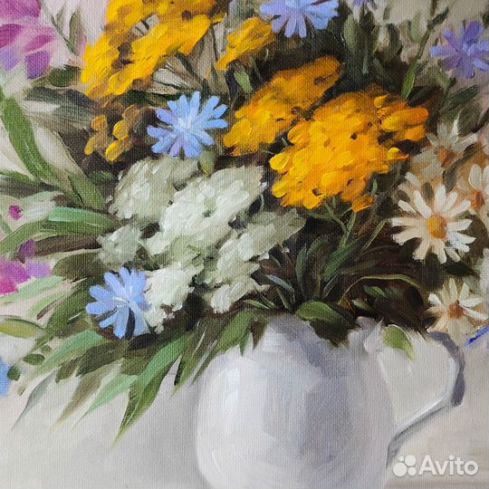 Картина масло холст Полевые цветы 30х40