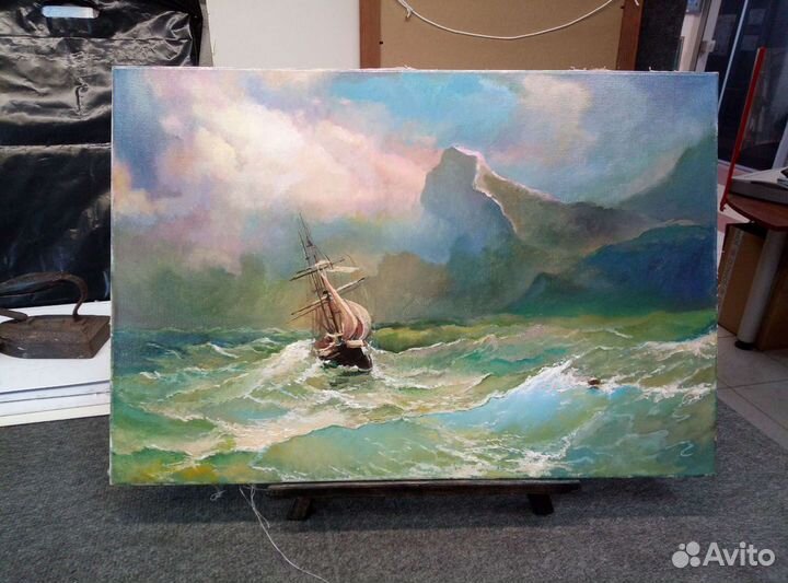 Морской пейзаж в деревянной раме