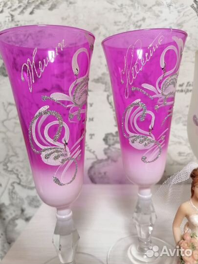 Бокалы Свадебные фужеры фигурка жених невеста