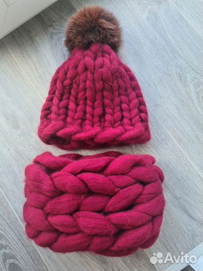 Комплект шапка и снуд женский