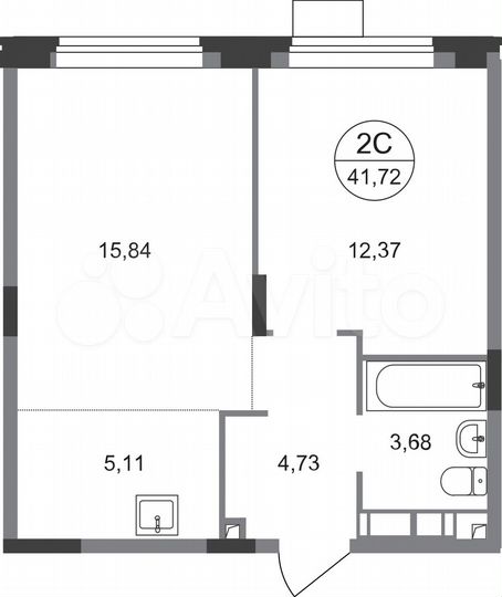 2-к. квартира, 41,7 м², 18/22 эт.