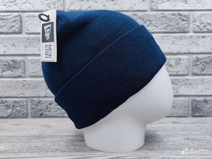 Шапка вязаная New York синяя с белым лого