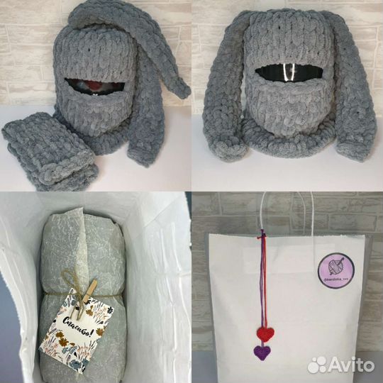 На заказ комплект балаклава с ушками + митенки