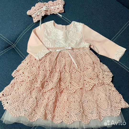 Платье-боди нарядное 74 ручная работа