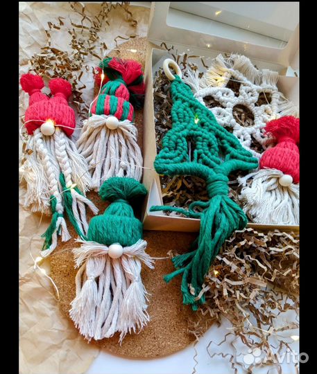 Новогодние игрушки ручной работы украшения макраме