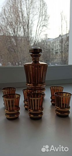 Графин с рюмками богемия
