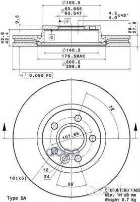 Диск тормозной ford/volvo S-MAX/mondeo/S60/S80