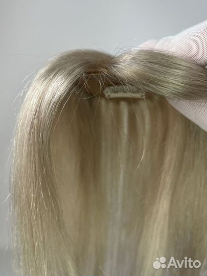 Накладка из натуральных волос теплый блонд 30 см