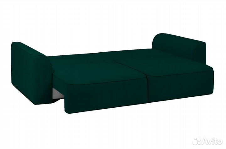 Прямой диван-кровать Нэшвилл, велюр, зеленый