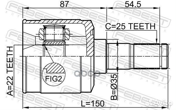 ШРУС внутренний 22X35X25 hyundai getz 02- 1211A