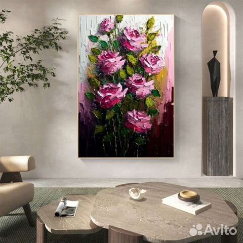 Картина маслом на холсте розы