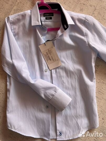 Рубашка голубая 7-8 лет