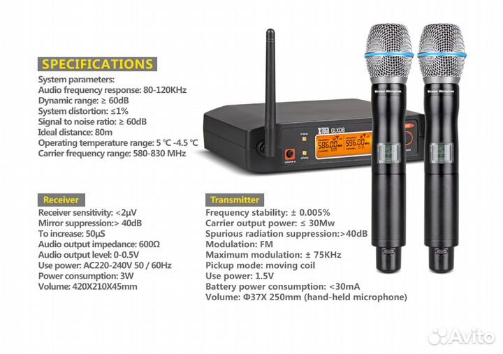 Микрофон радио (беспроводной) Аналог шур