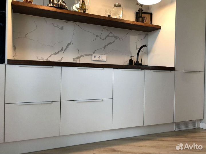 Прямая кухня с мдф фасадами