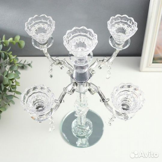 Подсвечник стекло на 5 свечей 'Канделябр с хрустал