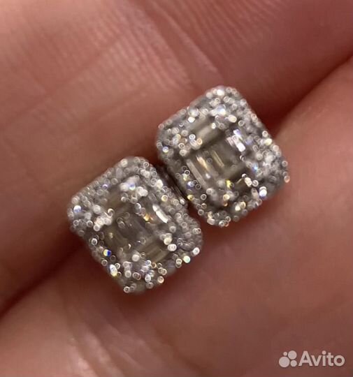 Серьги пусеты бриллианты золото 585