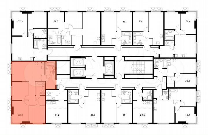 3-к. квартира, 78,3 м², 24/24 эт.