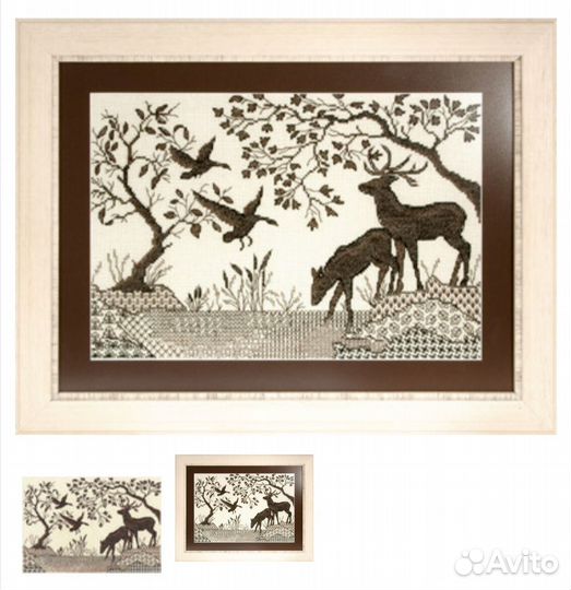 Набор для вышивания крестом Олени у реки Panna