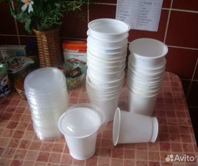 Стаканчики пластмассовые (350 мл) - б/у для рассад