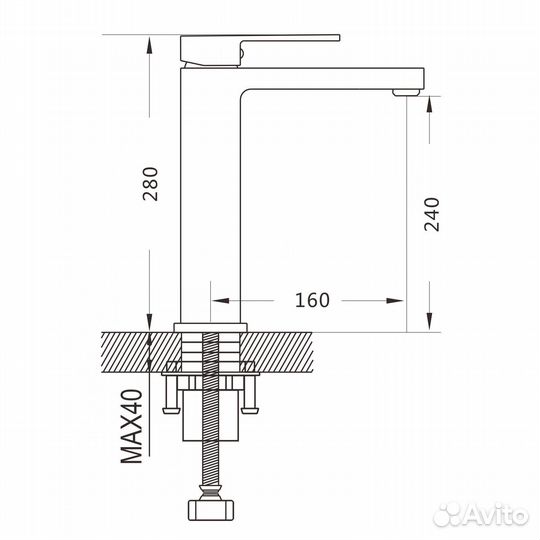 Смеситель для раковины Shevanik S9611T, оружейная сталь