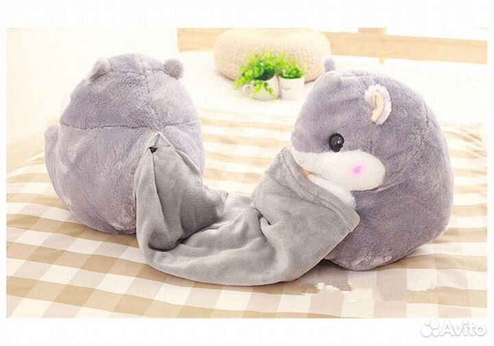 Хомяк 3 в 1 с пледом, серый