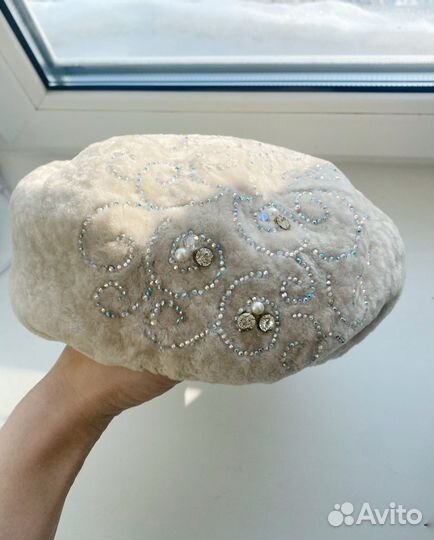 Берет и натуральной овчины