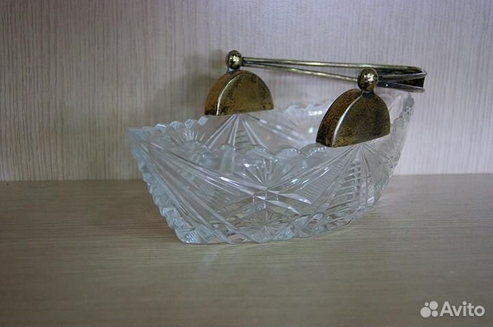 Хрусталь лодочка в серебре 865 СССР