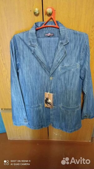 Джинсовый костюм мужской двубортный летний