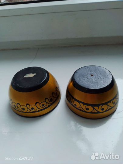 Деревянные расписные пиалы с башкирским узором