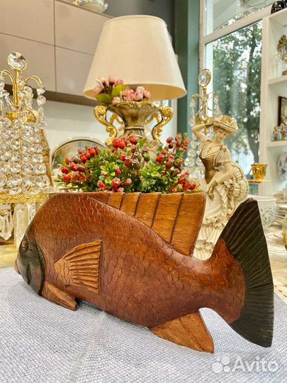 Винтаж декор Рыба из дерева