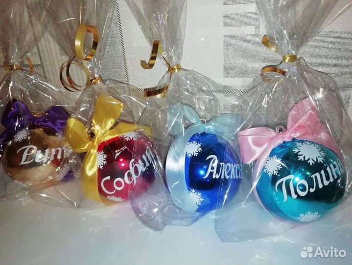 Новогодние именные ёлочные шарики