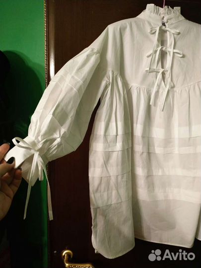 Блуза женская, хлопок, на завязках