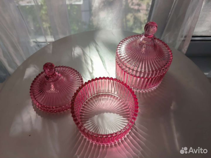 Стеклянная баночка под свечку конфетница сахарница