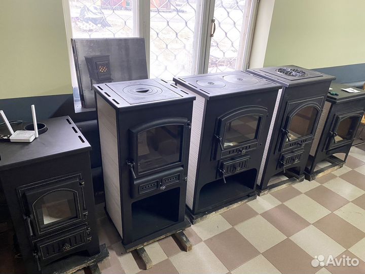 Печь-камин этна (бкд) с плитой Антрацит высокий