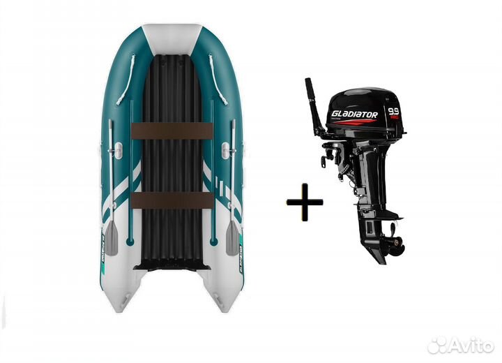 Мотор Gladiator 9.9 Pro + Лодка Gladiator E350S