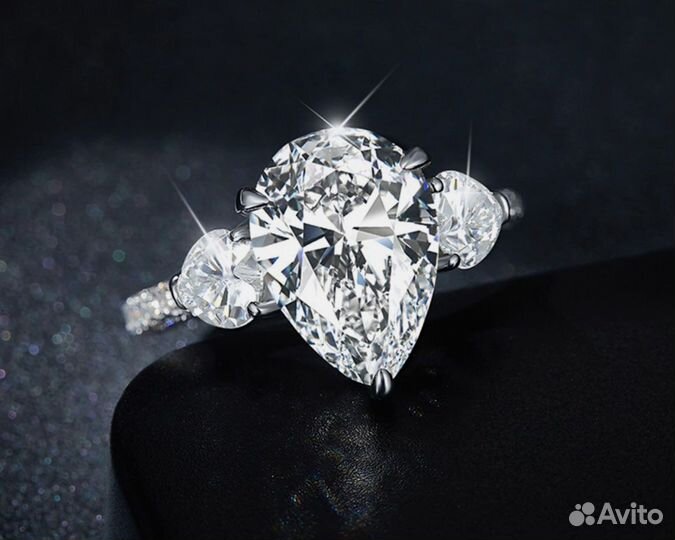 Муассанит капля груша идеал кольцо серьги