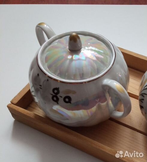 Чайник и сахарница фарфор Дулево