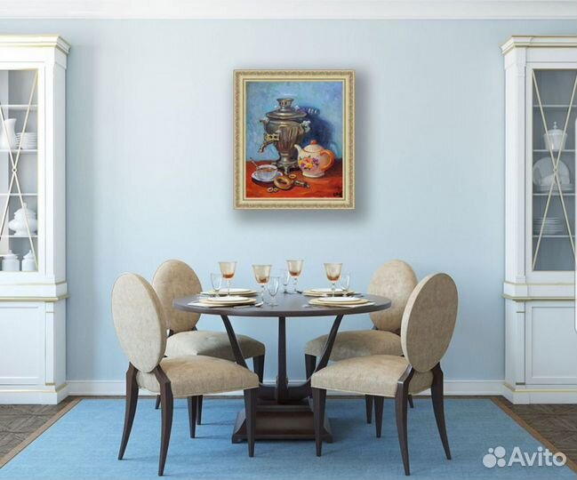 Картина маслом Натюрморт с самоваром и чайником